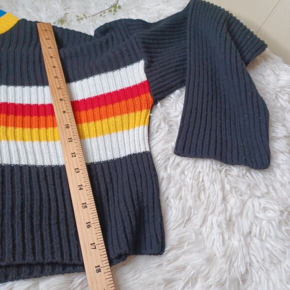 The Ragged Priest Black Gothic Stripe Oversize Knit Pullover Casual Sweater S - Picture 5 of 7